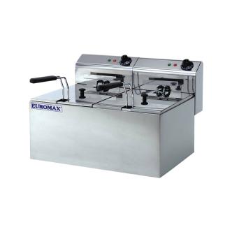 Friteuse Restauration - Avec 2 bouchons - 8 + 8 Litres - Euromax - 10370C 10370C €329.00 Friteuses 230 volts