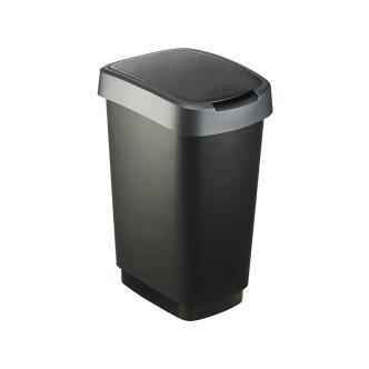 Poubelle - 25 Litres - Couvercle basculant - Noir / Argent - Rotho - Twist - 523738 W523738 €11.00 Poubelles