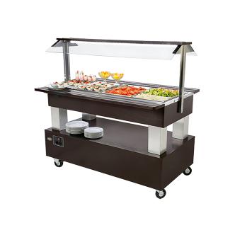 Bar à salade - H 137 x 144,2 x 95 CM - 100 KG - 220 - 240 V - 500 W - Statique - R134A - Bois Wengé - +2°C / +10°C - Roller Grill - 304171 E304171 €2,521.11 Buffets îlots