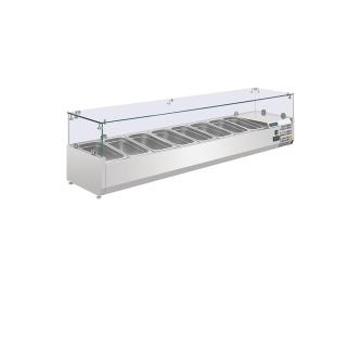 Vitrine réfrigérée - 8 x GN 1/4 - H 43,5 x 180 x 33 CM - 230 V - Inox - Polar - G610 G610 €579.00 Vitrine avec verre