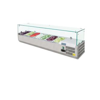 Vitrine réfrigérée - 7 x GN 1/4 - H 43,5 x 150 x 33 CM - 230 V - Inox - Polaire - G609 G609 €529.00 Vitrine avec verre
