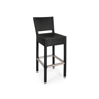 Tabouret de bar terrasse - Mezza - Noir - Dossier - Tissage plat - G-Line HW-16770 €89.95 Tabourets de terrasse