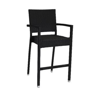 Tabouret de bar terrasse - Mezza - Noir - Accoudoir - Tressage plat - G-Line HW-17402 €99.95 Tabourets de terrasse