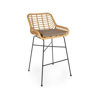 Tabouret de bar de terrasse - Rotin - Naturel - Coussin inclus - G-Line HW-60965 €89.95 Tabourets de terrasse