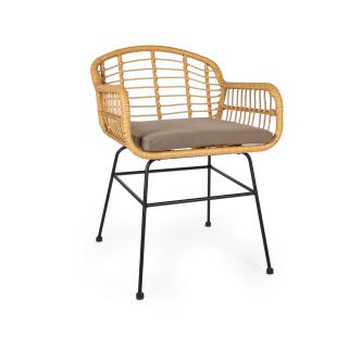 Chaise de patio - Rotin - Naturel - Coussin inclus - G-Line HW-60970 €74.95 Chaises de terrasse