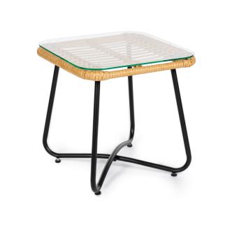 Table d'appoint de terrasse - Rotin - Dessus de table en verre - G-Line HW-60966 €29.95 Table de terrasse