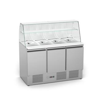 Saladette - 3 portes - H 85 x 136,5 x 70 CM - 368 Litres - Acier Inoxydable - Construction en verre - G-Line 26297 €899.00 Saladette