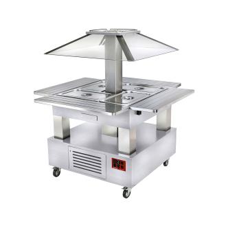Buffet Chaud - Îlot - 4 x GN 1/1 - Dôme Motorisé - Bois Blanc - H 154 x 143,5 x 104 CM - Diamant - CBM/4D-A1_KM CBM/4D-A1_KM €3,912.00 Buffets îlots