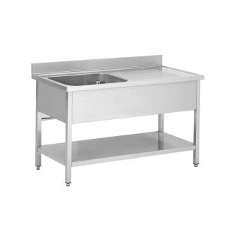 Évier traiteur inox - 1 cuve à gauche - Avec tablette inférieure - G-Line RVS-M-00019 €0.00 Éviers en inox