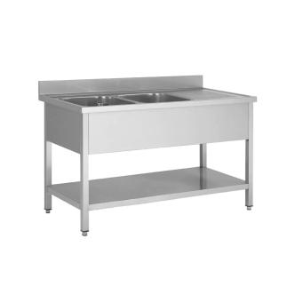 Evier Restauration Inox - 2 Bacs Gauche - Avec Tablette Inférieure - G-Line RVS-M-00025 €0.00 Éviers en inox