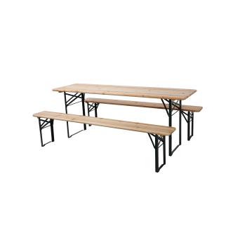 Ensemble de bancs à bière - 220 x 70 CM - Naturel / Noir - G-Line HW-139361 €139.00 Tables et guéridons