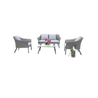 Ensemble lounge Rio - 4 pièces - Structure aluminium noir - Rotin / Noir / Blanc - G-Line HW-141014 €899.00 Chaises de terrasse