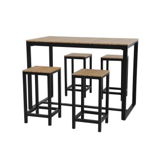 Ensemble bar de terrasse - Haut - Structure aluminium anthracite - Plateau polywood - 130 x 70 x H 110 / 80 CM - Comprenant 4 tabourets de bar - G-Line HW-141092 €399.00 Table de terrasse