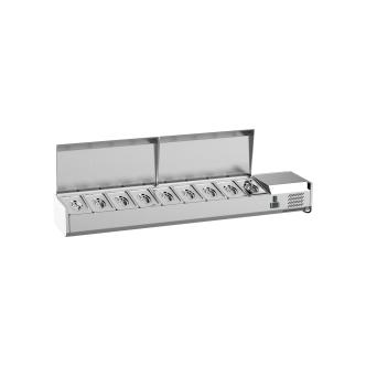Structure frigorifique Design - 200 CM - 9 x 1/3 GN - Inox - G-Line 26304 €479.00 Vitrine avec couvercle en acier inoxydable