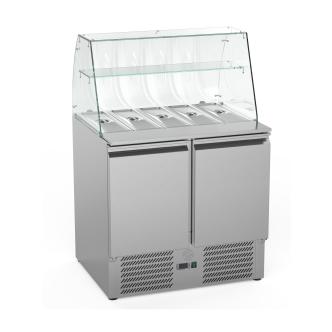 Saladette - 2 portes - H 85 x 90 x 70 CM - 2 x GN 1/1 + 1 x GN 1/2 - Inox - Construction verre - G-Line 26294 €699.00 Saladette