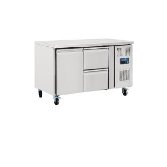 Etabli réfrigéré - 282 Litre - 1 porte - 2 tiroirs - H 85 x 136 x 70 CM - 230 V - Inox - Polar - GD873 GD873 €1,799.00 Tables réfrigérée 