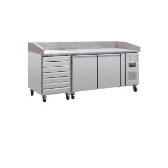 Etabli à Pizza - 428 Litres - 2 Portes - H 100 x 202,5 x 80 CM - 230 V - Inox - Polar - CT423 CT423 €1,899.00 Bancs de travail pour pizzas