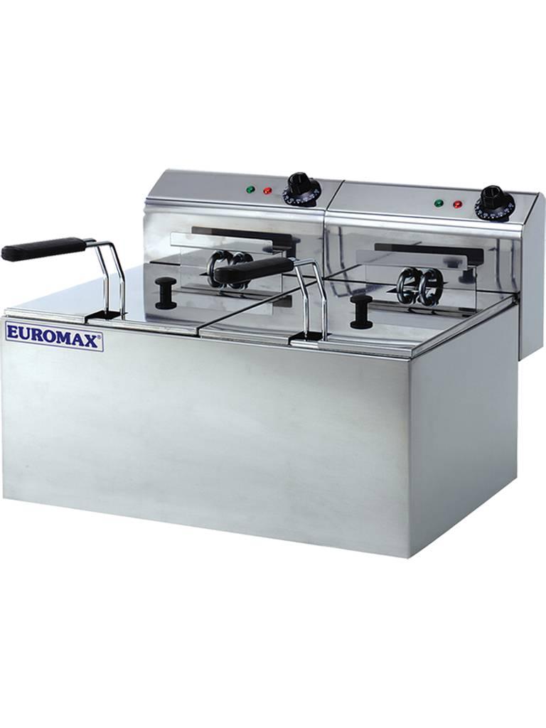 Friteuse Restauration - Avec 2 bouchons - 8 + 8 Litres - Euromax - 10370C