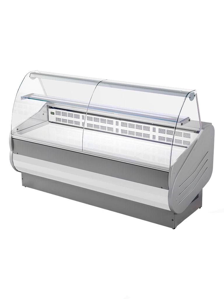 Comptoir réfrigéré Grande - 200 CM - Vitrine courbe - 490W - 230V - Blanc/Gris - G-Line
