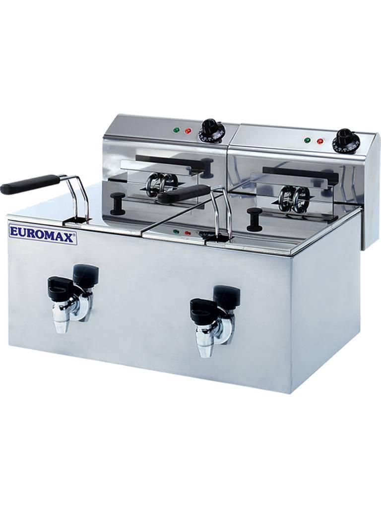 Friteuse traiteur double - 8 + 8 litres + robinet - Euromax - 10370CK