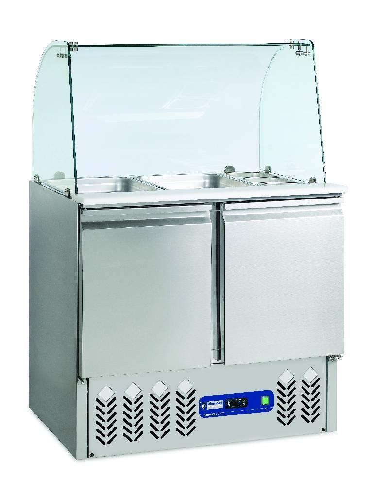 Saladette + Couvercle + Réserve - Verre Bombé - 2 Portes - 240 Litres - Diamant - SAL2M/R6+KV2