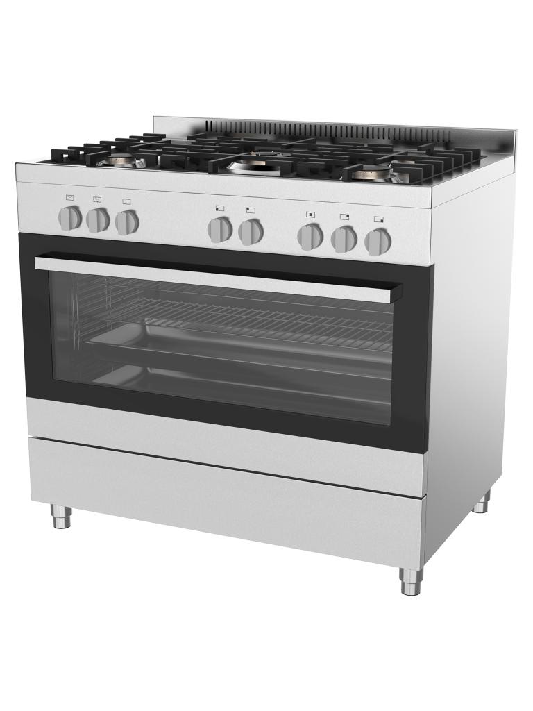 Cuisinière à gaz - 5 feux - H 91 x 90 x 60 CM - Inox - G-Line