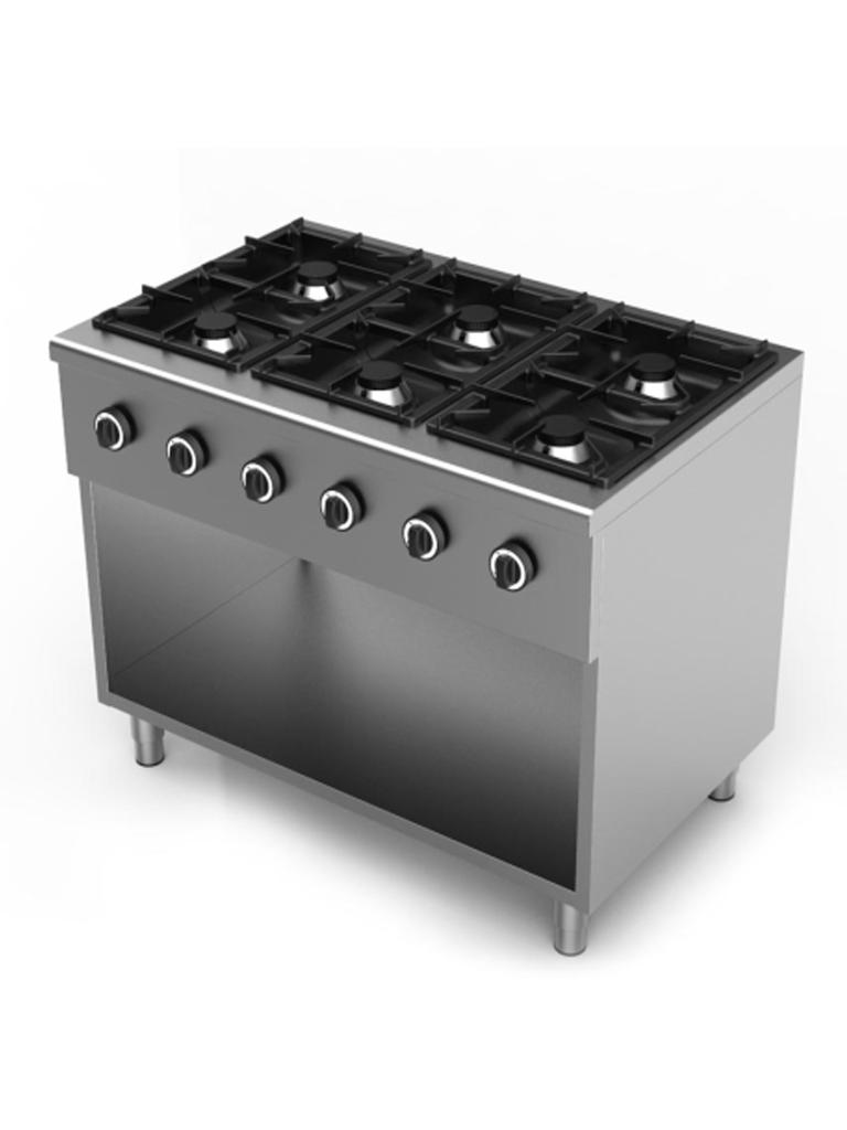 Cuisinière à gaz - G-Line-line - 6 feux - H 85 x 110 x 70 CM - Base ouverte - G-Line