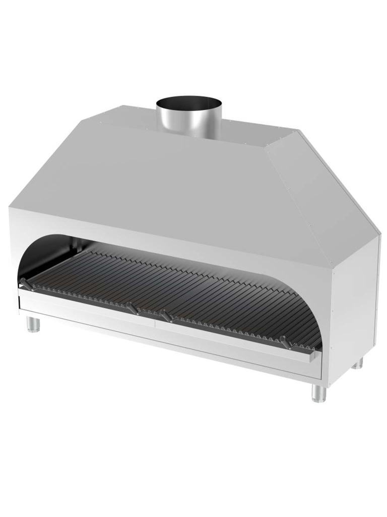 Barbecue à charbon - Modèle de table - H 120 x 200 x 53 CM - Hotte aspirante - Inox - G-Line