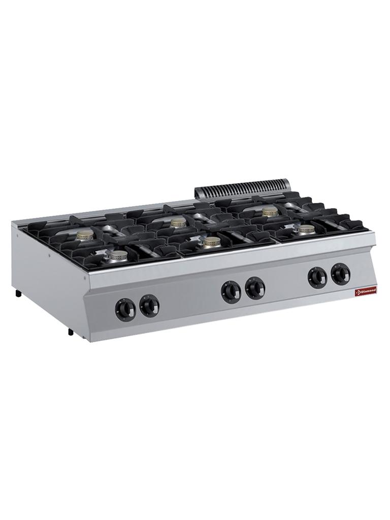 Cuisinière à gaz - 6 foyers - Modèle de table - Diamant - G17/6F12T-N