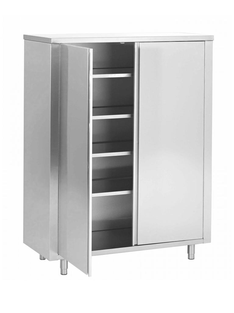 Armoire haute inox - Portes battantes - 4 étagères - G-Line