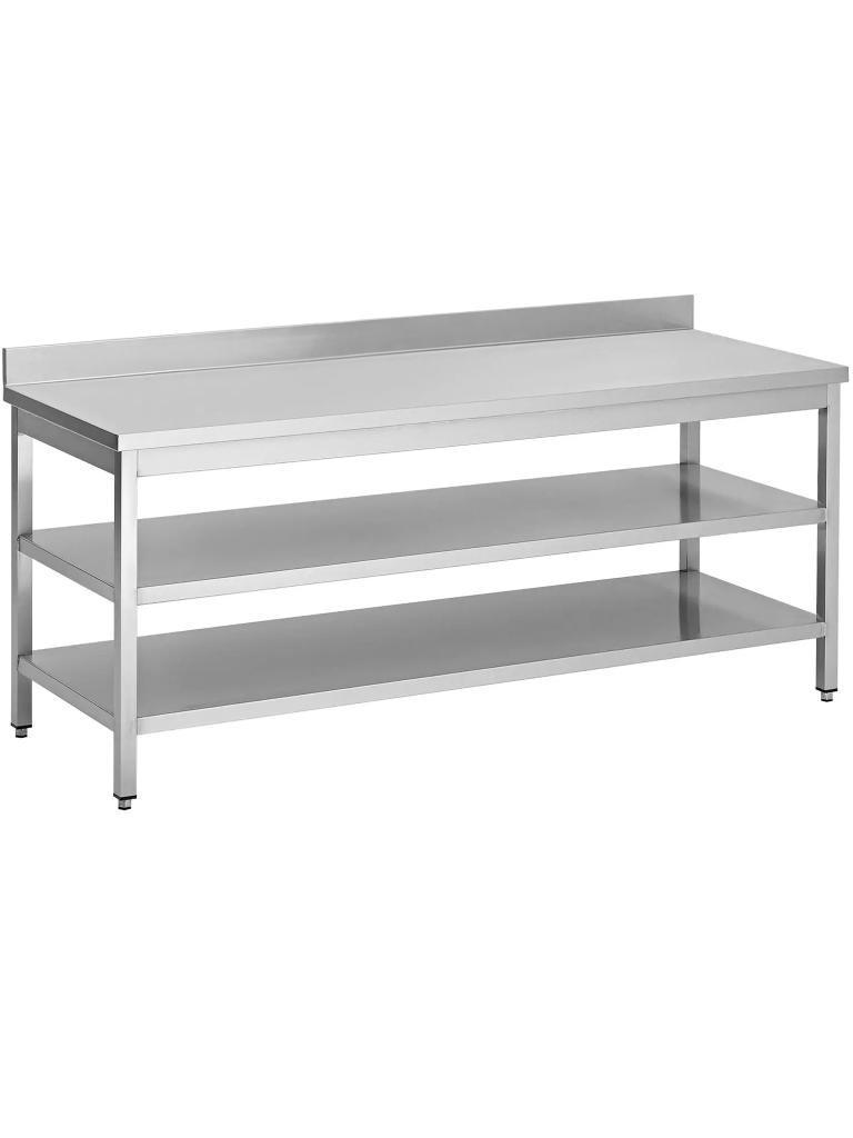 Table de travail inox - Double piètement - Bloc de chant vertical 10 CM - G-Line