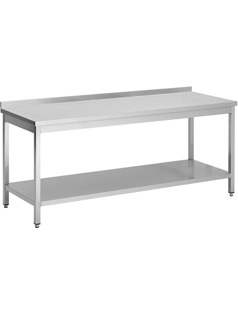 Table de travail en acier inoxydable - Avec tablette inférieure - Bord surélevé plat 4 CM - G-Line