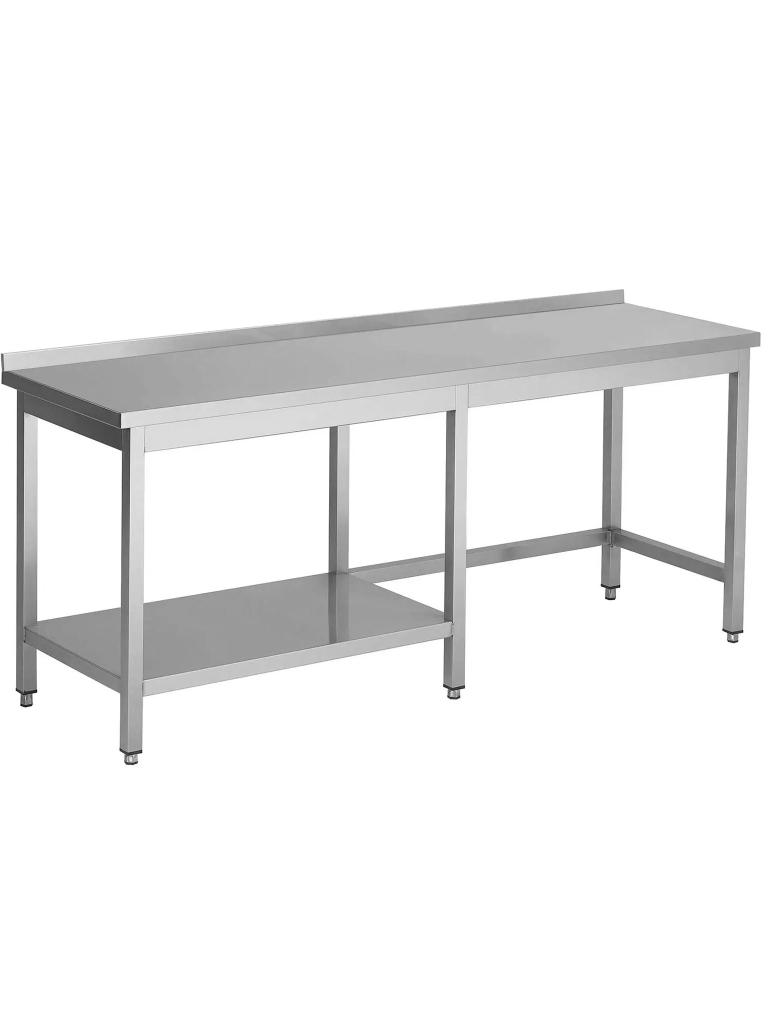 Table de Travail Inox - Demi Tablette Inférieure Gauche - Rebord Plat 4 CM - G-Line