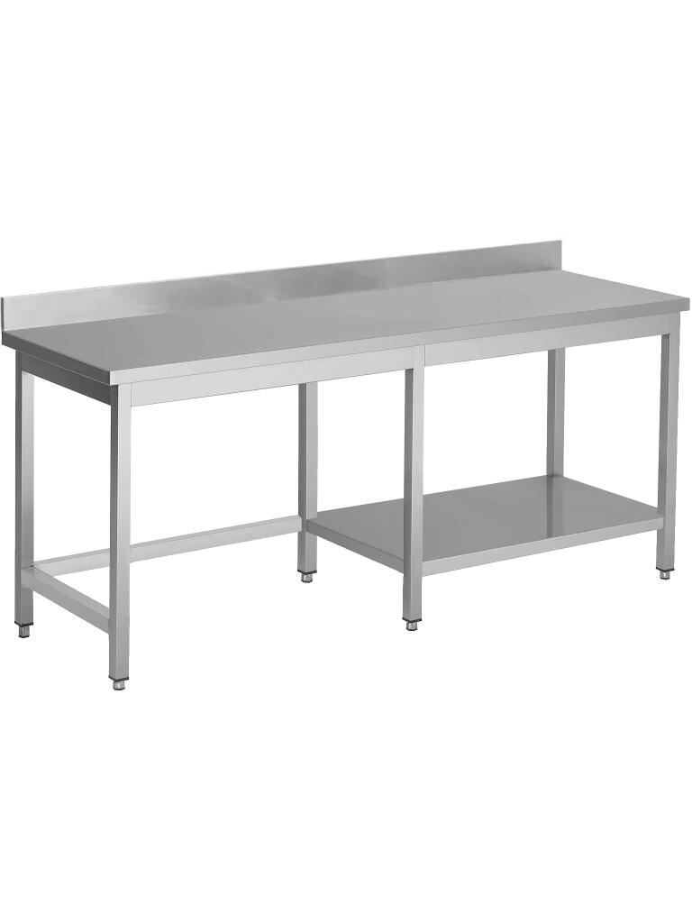 Table de Travail Inox - Demi Tablette Inférieure Droite - Bloc Rebord Surélevé 10 CM - G-Line