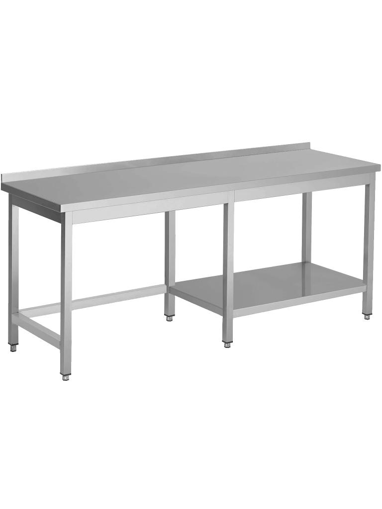 Table de Travail Inox - Demi Tablette Inférieure Droite - Rebord Plat 4 CM - G-Line