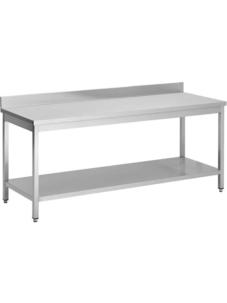 Table de travail en acier inoxydable - Avec tablette inférieure - Bloc de rebord surélevé 10 CM - G-Line