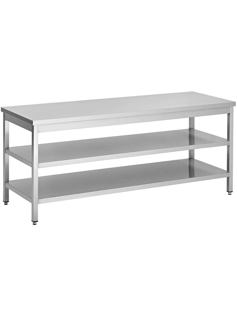 Table de travail en acier inoxydable - Tablette inférieure double - G-Line