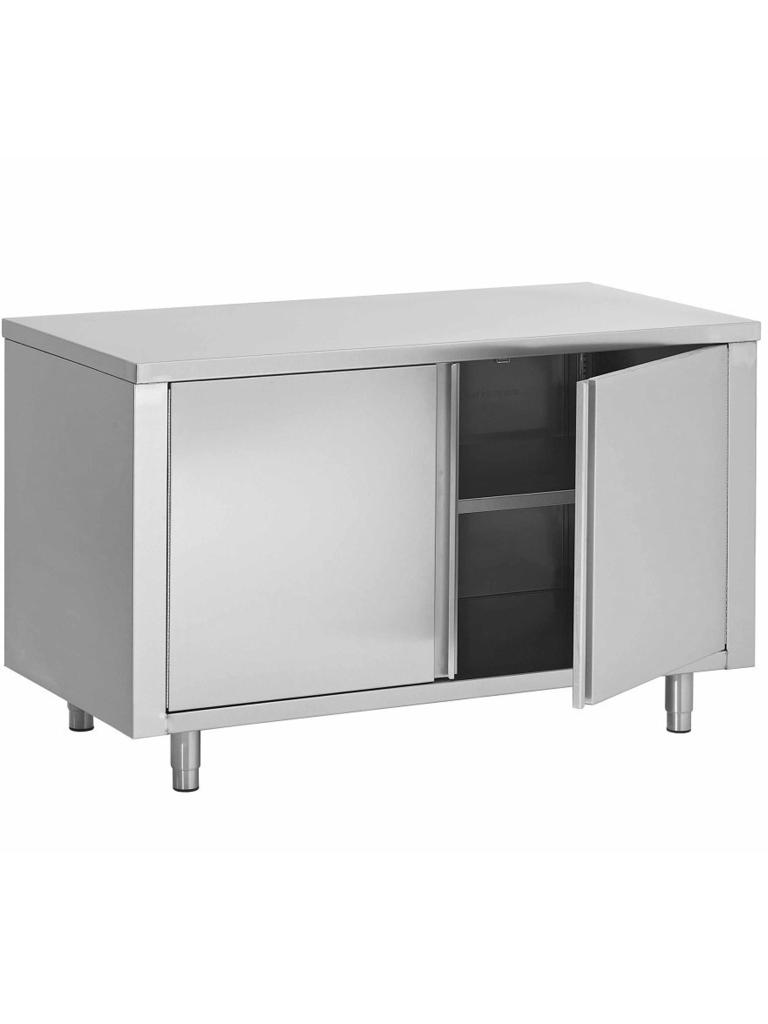Table de travail fermée en acier inoxydable - Portes tournantes - G-Line