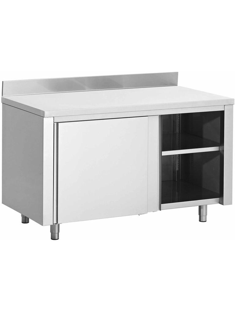 Table de travail fermée en acier inoxydable - Portes coulissantes - Bloc de chant vertical 10 CM - G-Line