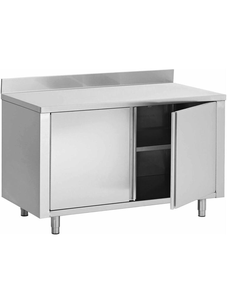 Table de travail fermée en inox - Portes tournantes - Bloc de chant vertical 10 CM - G-Line