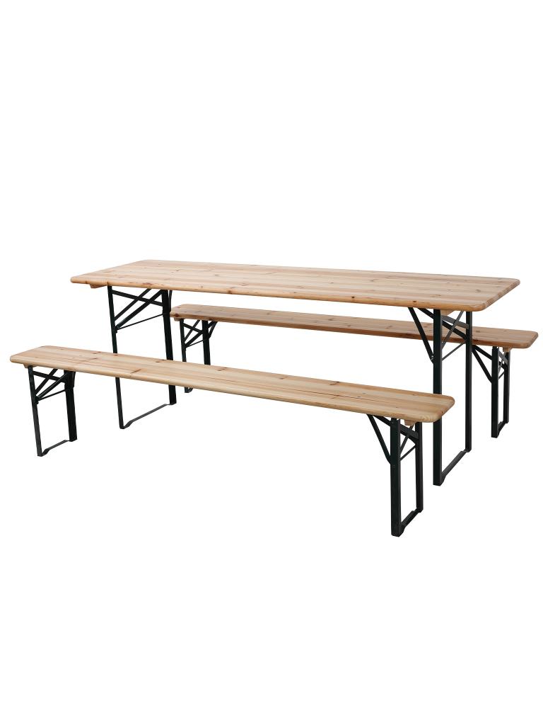 Ensemble de bancs à bière - 220 x 50 CM - Naturel / Noir - G-Line