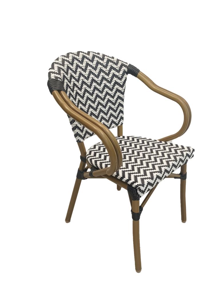 Chaise de terrasse Paris - Textilène - Noir / Blanc - G-Line