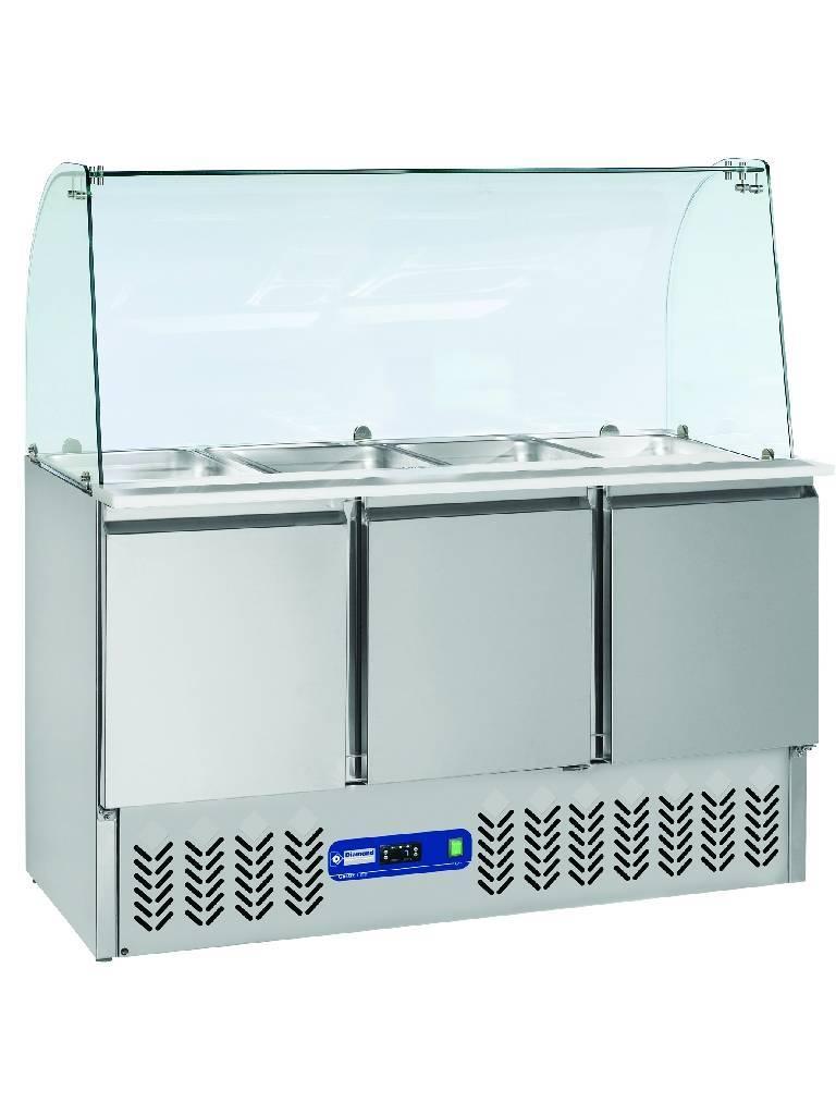 Saladette + Couvercle + Réserve - Verre Bombé - 3 Portes - 380 Litres - Diamant - SAL3M/R6+KV3