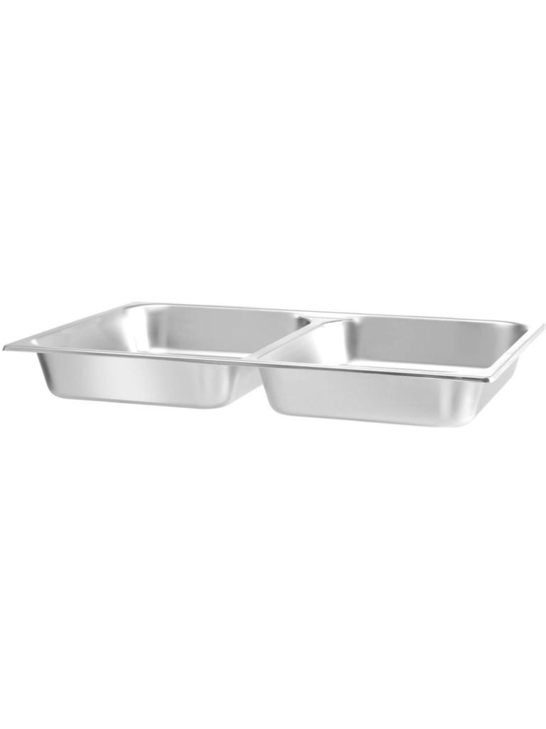 Bac alimentaire GN 1/1 à 2 compartiments - Inox - H 6,5 X 32,5 X 53 CM - Hendi - 470190