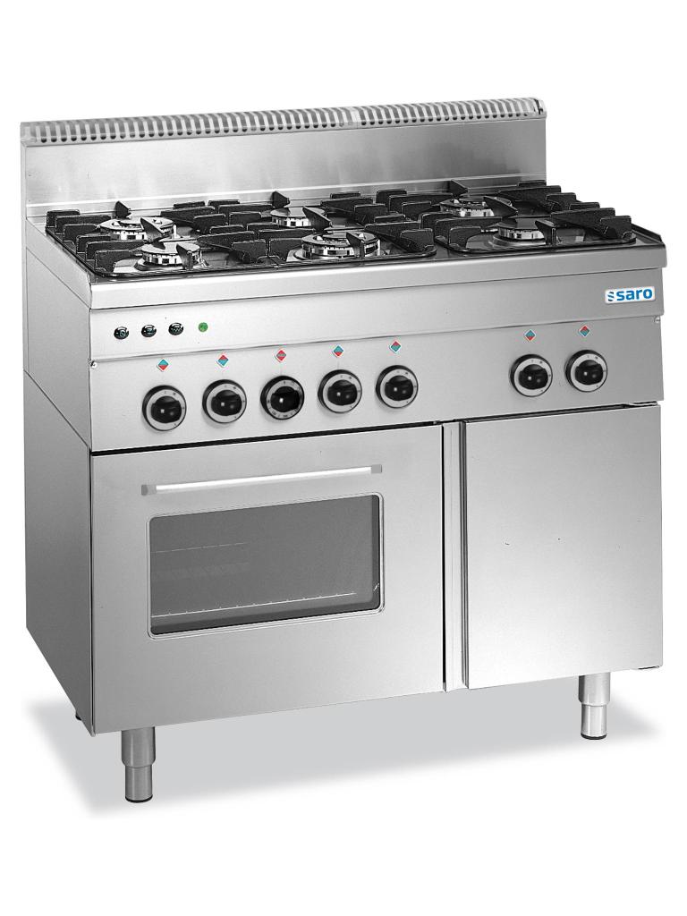 Gasfornuis - 6 Branders - Oven - Grill - RVS - 230V - H 85 x B 100 x D 60 CM - Saro - 504-1010
