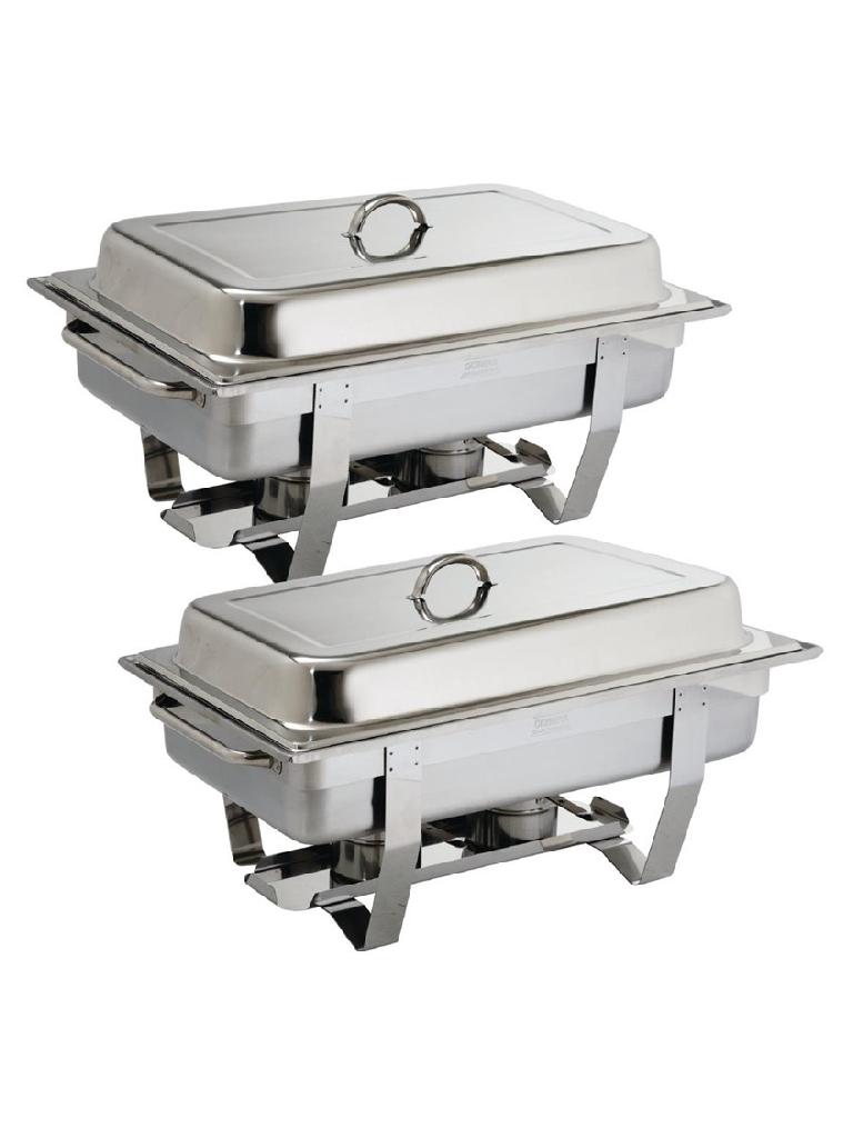 Set Chafing dish - 1/1 GN - 9 Litre - 2 pièces - Argent - H 27 x 33,2 x 59 CM - Inox - Olympia - S300