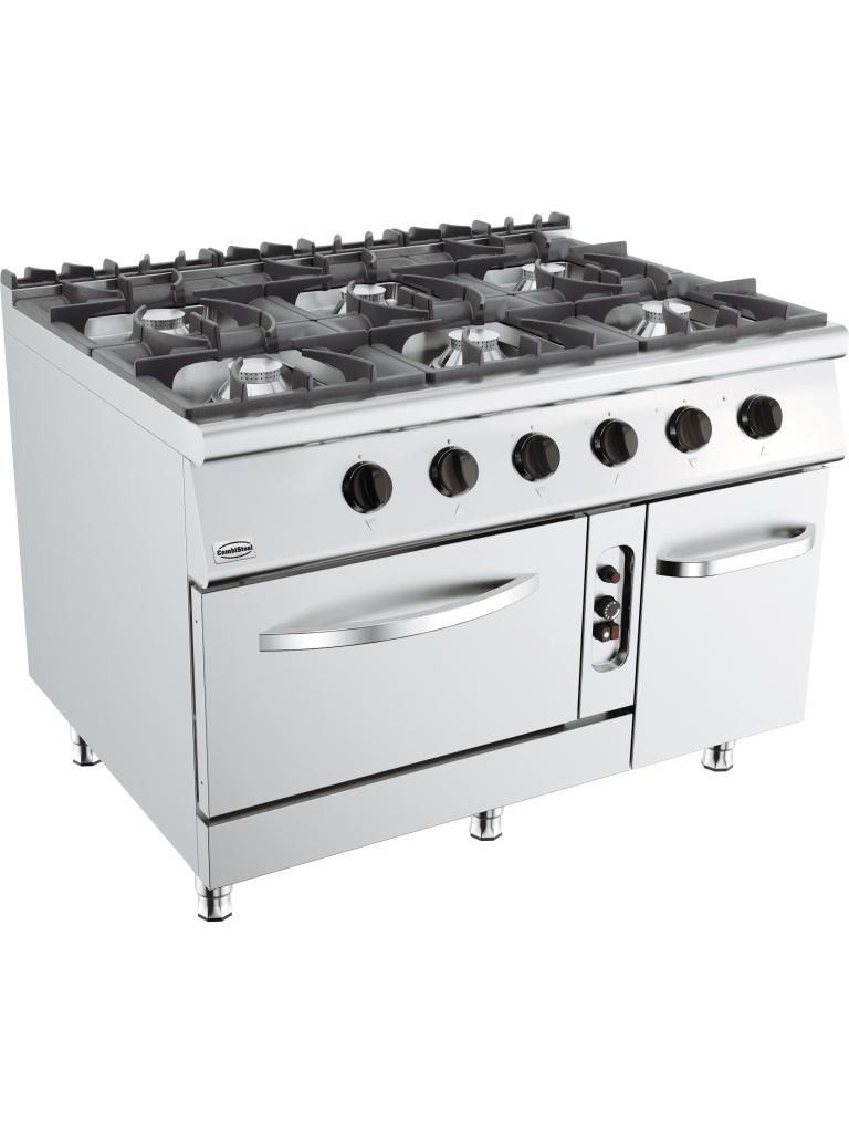 Fornuis - Gas - 6 Pitten - Gasoven - Staand Model - H 90 x B 120 x D 90 CM - Combisteel