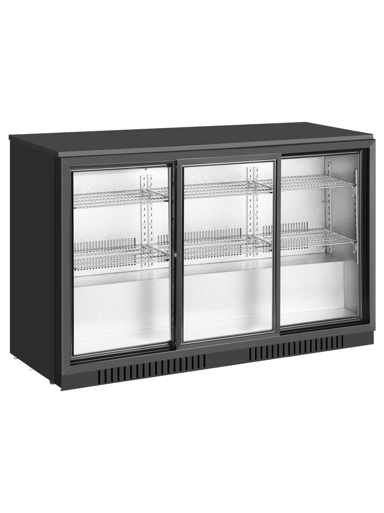 Réfrigérateur porte vitrée - 320 Litre - 3 portes coulissantes - Noir - G-Line