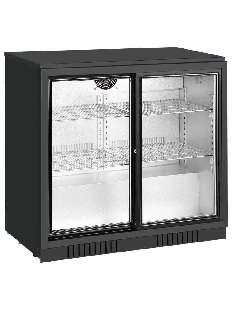 Réfrigérateur porte vitrée - 210 Litre - 2 portes coulissantes - Noir - G-Line