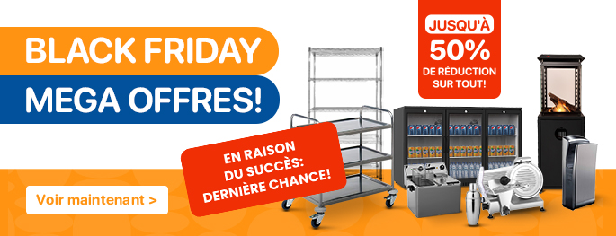 Méga Offres Black Friday chez Horeca World - réductions jusqu'à 50% sur tout !